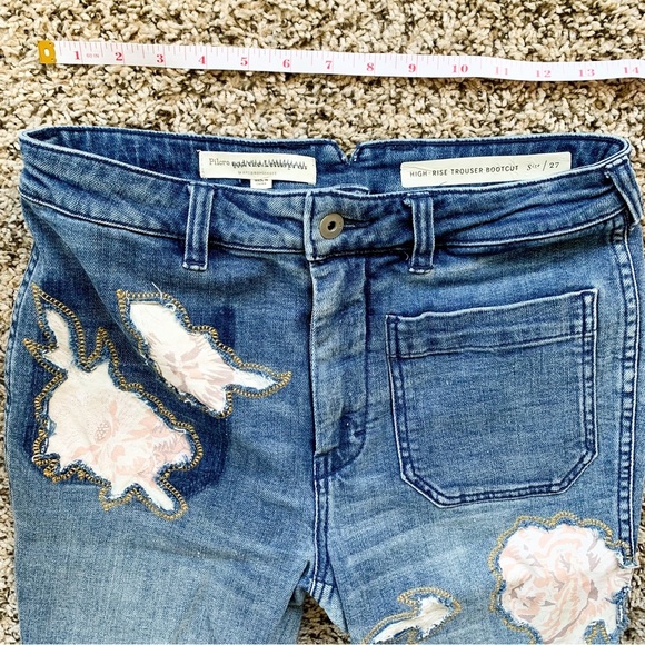 Pilcro and the Letterpress high rise bootcut medium wash floral jeans size 28 - Picture 5 of 7